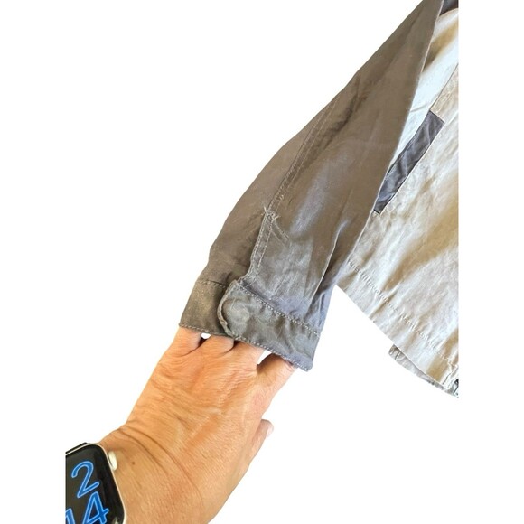 Eileen Fisher Coated Organic Linen Asymmetrical Zip Two Tone Jacket PS Petite S - Picture 6 of 13